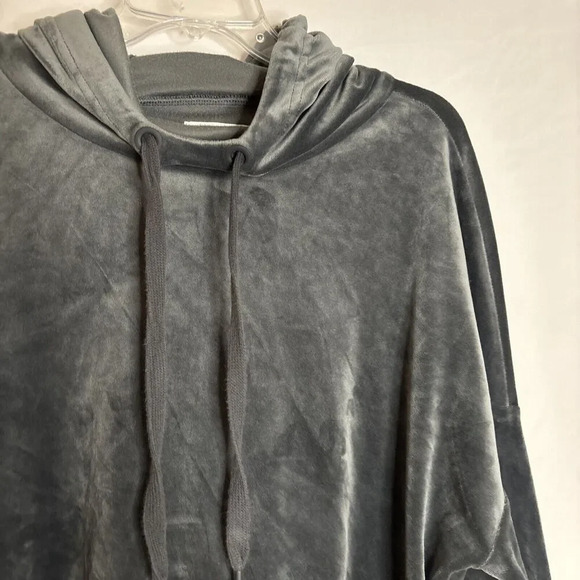 OFFLINE by Aerie Velour Cropped Hoodie Women's Size XL Gray Long Sleeve Pullover - Picture 4 of 16